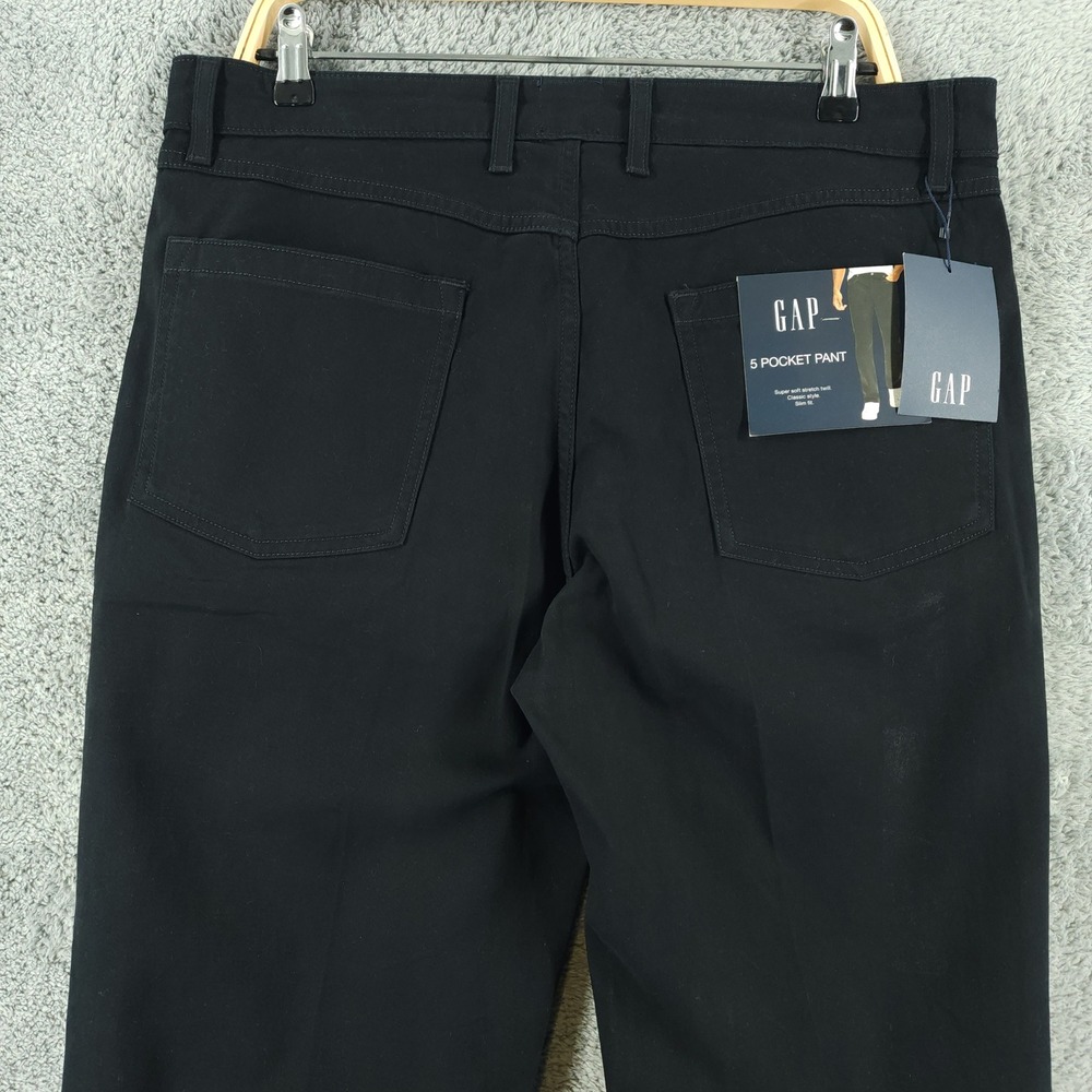 GAP Pants Mens 34x32 Black Twill Super Soft Stretch 5 Pocket Slim Fit Casual
